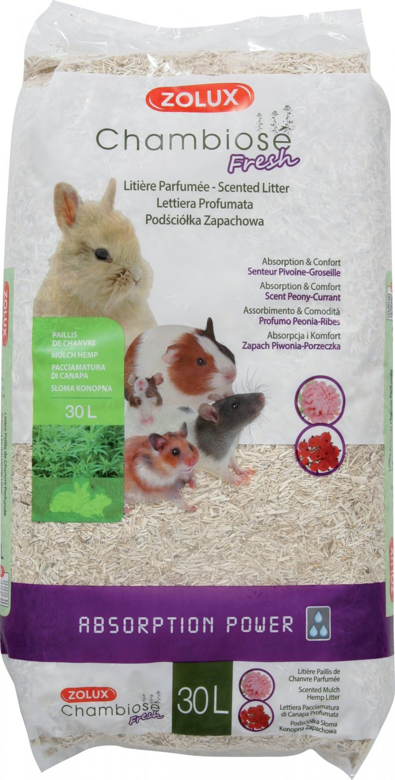 Zolux Naturalna Podściółka Z Konopi Chambiose O Zapachu Piwonii I Porzeczki Dla Gryzoni 30l - obrazek 3