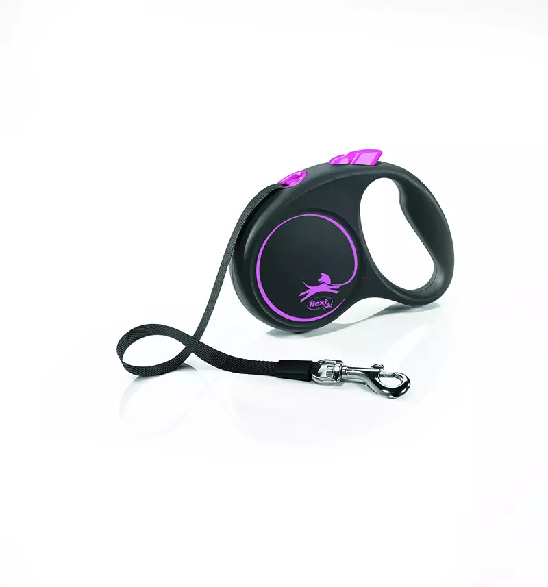 Flexi Smycz Black Design M Taśma 5m Do 25kg Różowa - obrazek 3
