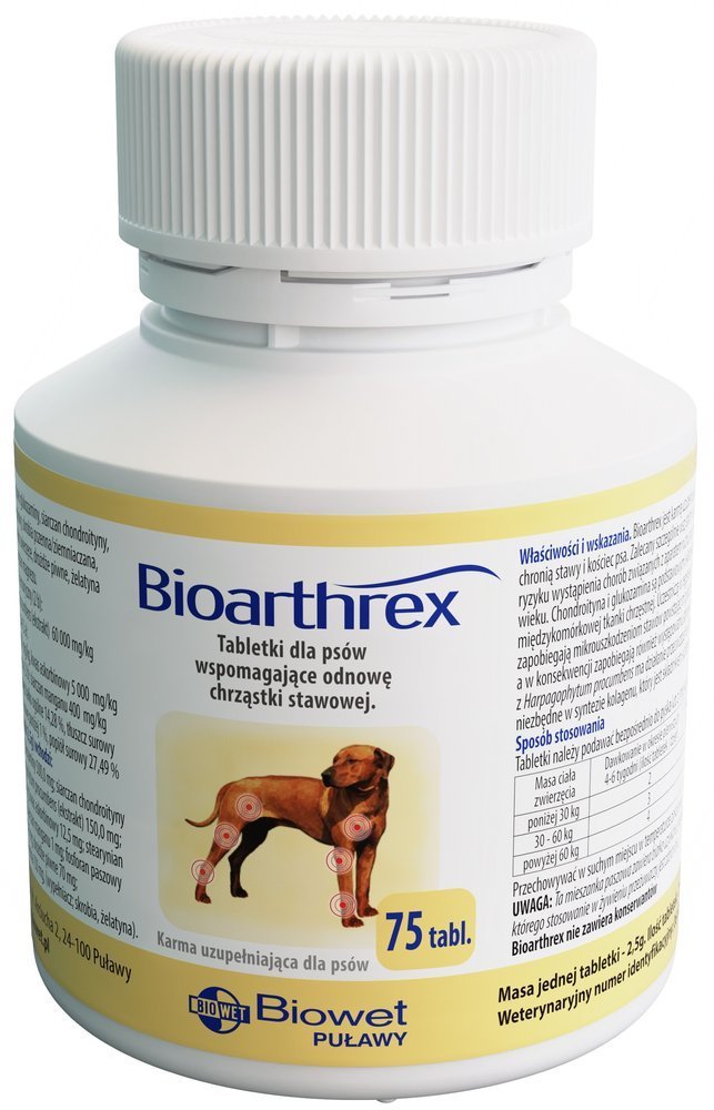 Biowet Bioarthrex Tabletki Wspomagające Odnowę Chrząstki Stawowej 75 Tabletek - obrazek 3