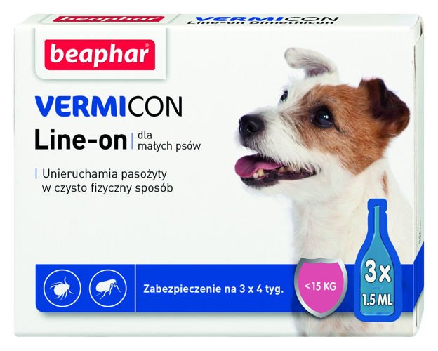 BEAPHAR Vermicon Line-On Dog S Krople Przeciwko Ektopasożytom Dla Psów <15kg 3x1,5ml - obrazek 3