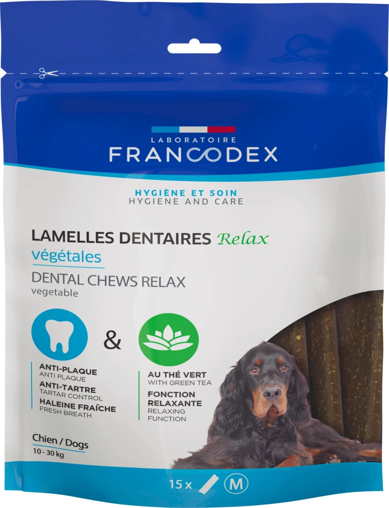FRANCODEX Paski do gryzienia RELAX średnie usuwające kamień i brzydki zapach z pyska 352,5 g/15 pasków - obrazek 3